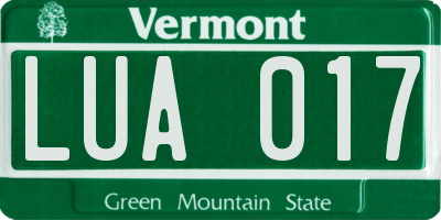 VT license plate LUA017