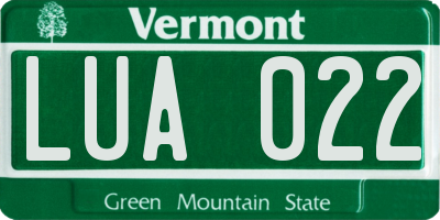 VT license plate LUA022