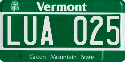 VT license plate LUA025