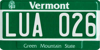 VT license plate LUA026