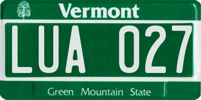 VT license plate LUA027