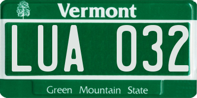 VT license plate LUA032
