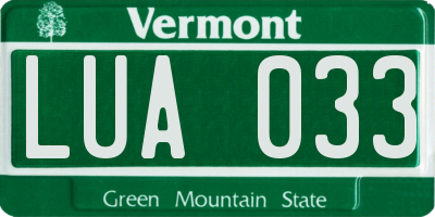VT license plate LUA033