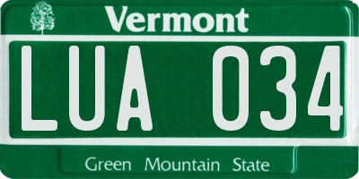 VT license plate LUA034