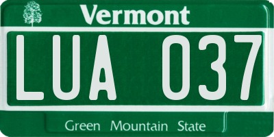 VT license plate LUA037
