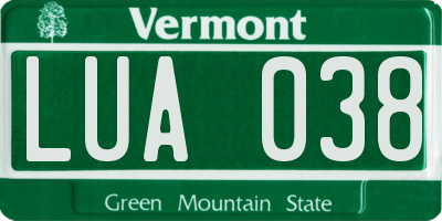 VT license plate LUA038