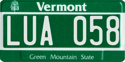 VT license plate LUA058
