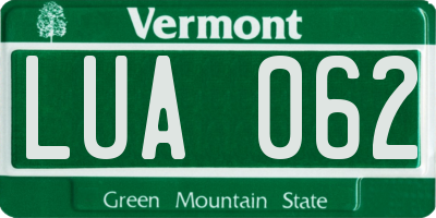 VT license plate LUA062