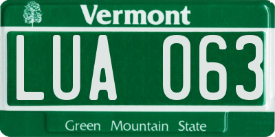 VT license plate LUA063