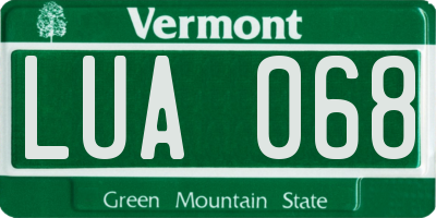VT license plate LUA068