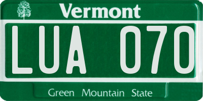 VT license plate LUA070