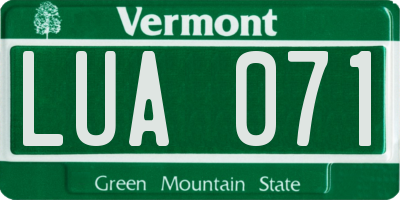 VT license plate LUA071