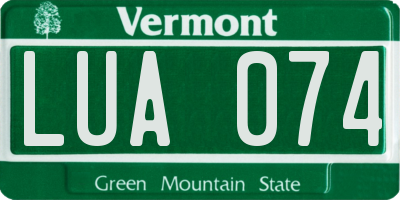 VT license plate LUA074