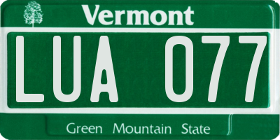VT license plate LUA077