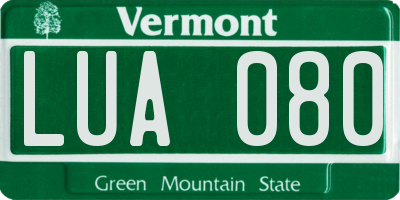 VT license plate LUA080