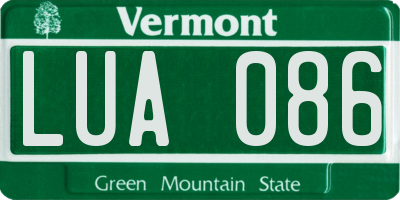 VT license plate LUA086