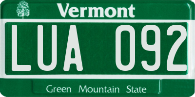 VT license plate LUA092
