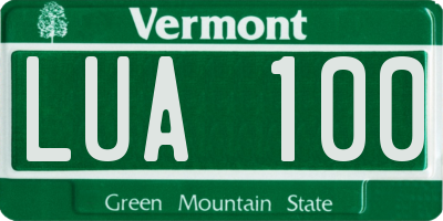 VT license plate LUA100