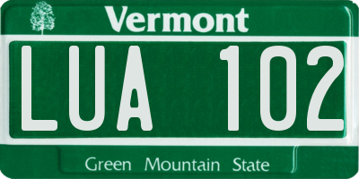 VT license plate LUA102