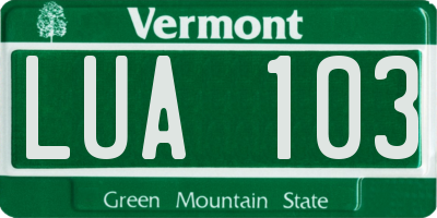 VT license plate LUA103