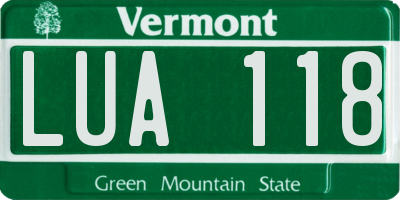 VT license plate LUA118