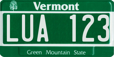 VT license plate LUA123