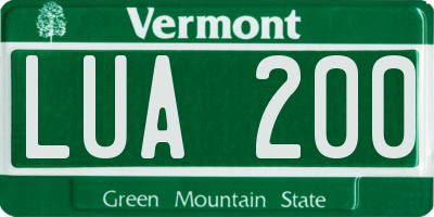 VT license plate LUA200