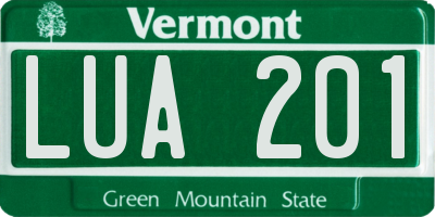 VT license plate LUA201
