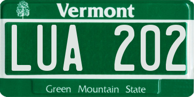VT license plate LUA202