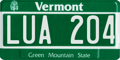 VT license plate LUA204
