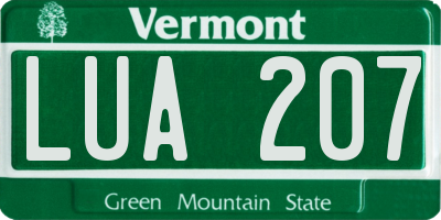 VT license plate LUA207