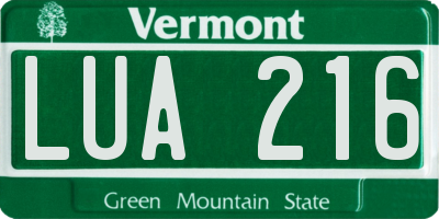 VT license plate LUA216