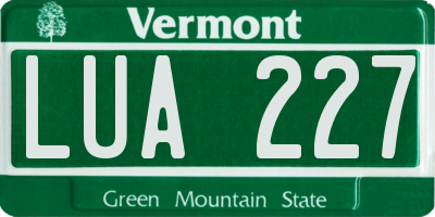 VT license plate LUA227