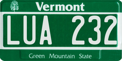 VT license plate LUA232