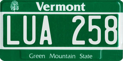 VT license plate LUA258