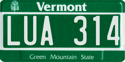 VT license plate LUA314