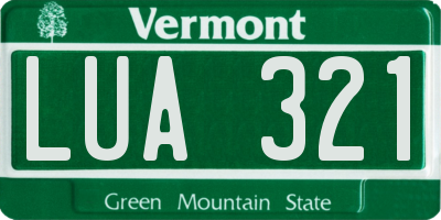 VT license plate LUA321