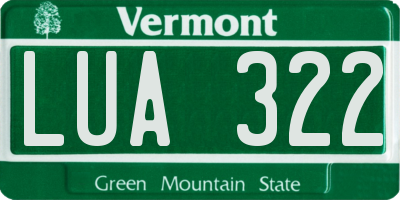 VT license plate LUA322