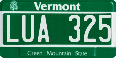 VT license plate LUA325