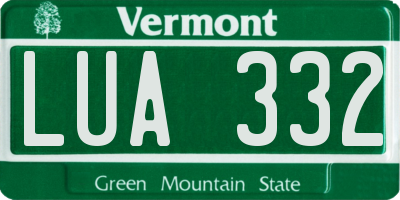 VT license plate LUA332