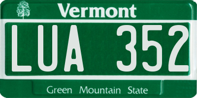 VT license plate LUA352