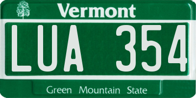 VT license plate LUA354