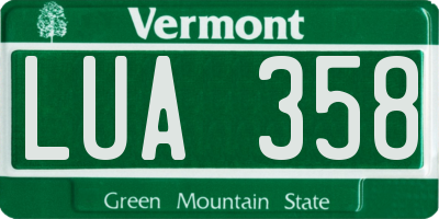 VT license plate LUA358
