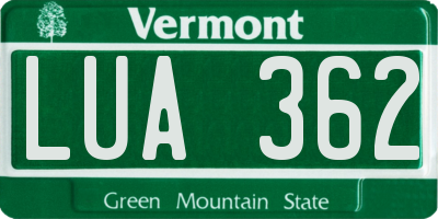 VT license plate LUA362