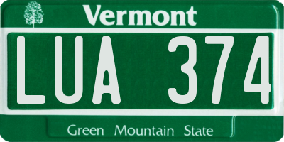 VT license plate LUA374