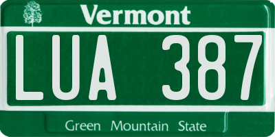 VT license plate LUA387