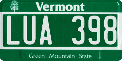 VT license plate LUA398