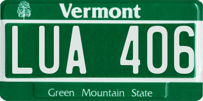 VT license plate LUA406