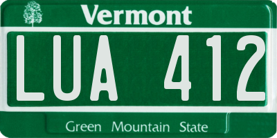 VT license plate LUA412