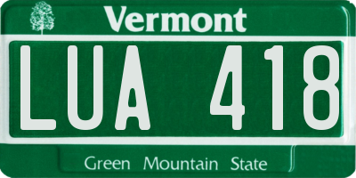 VT license plate LUA418